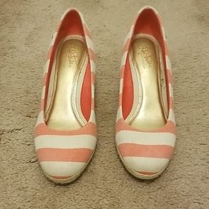 Lifestride SoftSystem Coral/Cream Wedge Espadrille